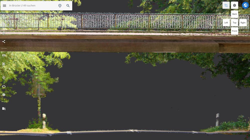 Punktwolke eines Straßenprofils unter einer Brücke